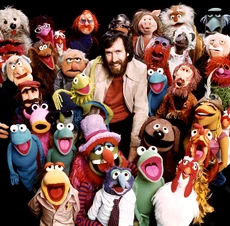 Jim Henson with many of the Muppets.