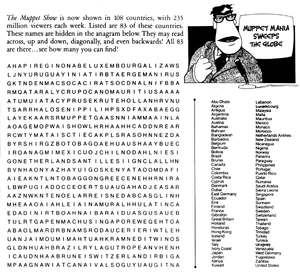 1979 Muppet Show Fan Club Newsletter country word search