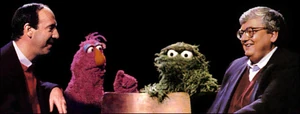 Gene Siskel, Telly Monster, Oscar the Grouch and Roger Ebert.