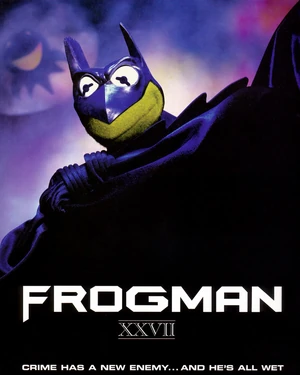 Kermit sports flipper ears in his parody as Frogman.