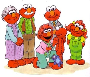 Daisy with Elmo's family in Elmo Gets Homesick