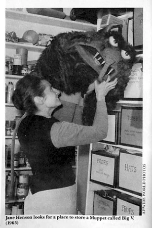 Jane Henson storing Big V in the workshop.