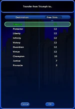 Server destination window.