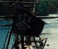 A ship flying East India Trading Company colors.