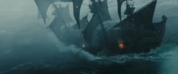 The Black Pearl fighting around Calypso's maelstrom.