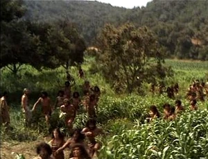 Humans flee as the apes' klaxon sounds