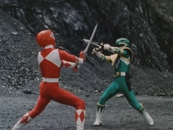 Jason duels Tommy, shortly before destroying the Sword of Darkness.