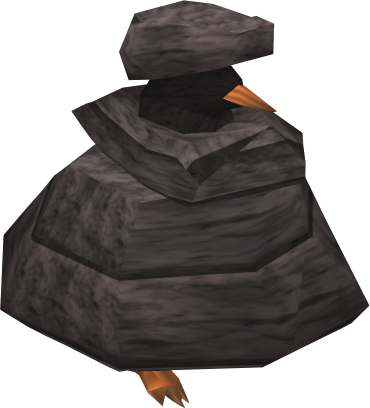A penguin in a rock.