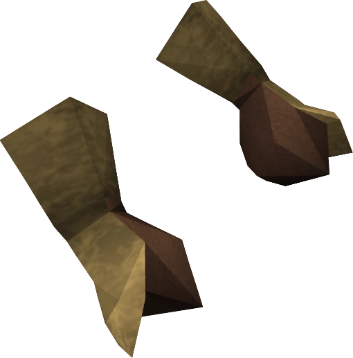 Detailed image of worn-out bronze gauntlets.