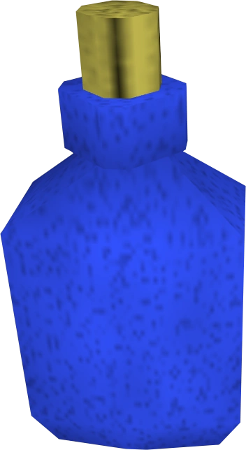 A detailed view of a bottle of blue dye