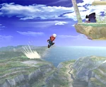 Mario performing his Super Jump Punch as a Recovery