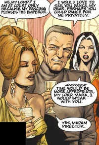 Mara Jade teeskentelee yhtä keisarin tanssijoista.