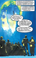 Palpatine making his demands to the New Republic via hologram.