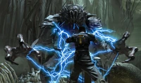 Starkiller using Force lightning.