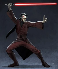 A Dark Side Master in an apparent Soresu stance.