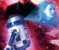 R2 reveals the holo of Padmé Amidala and Anakin Skywalker to Luke Skywalker and Leia Organa Solo.