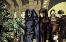Jedi Masters Kenobi and Unduli with their Padawans on Ansion