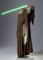 Allie wielding her lightsaber.
