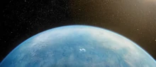 Manaan from space with Ahto City visible during the Jedi Civil War.