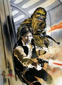 Famous smuggler duo Han Solo and Chewbacca.