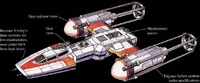 A relatively unscathed Y-wing with its hull plates still in place.