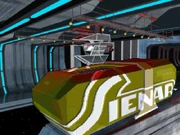 A cargo ferry delivers a new TIE Defender to Admiral Thrawn's Star Destroyer.