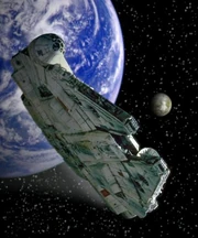The Millennium Falcon departs Corellia.