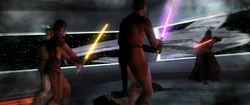 Revan cornered on the bridge of his ship.