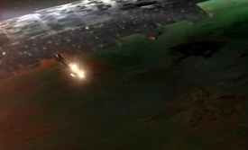 The Ebon Hawk, arriving at Citadel Station.