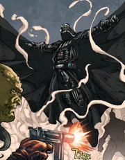 Vader, leaping, using his powerful new legs.