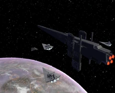 The Plague fleet exits hyperspace above Coruscant.