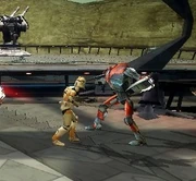 8311 engages a clone trooper during the Clone Wars