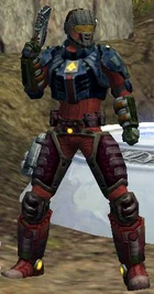 A player wearing full Graviton Armor