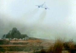 A Concorde takes off through a time contour.(DW: Time-Flight)
