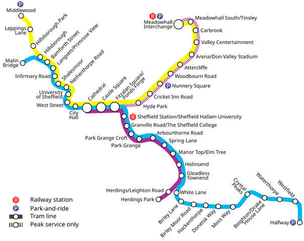 A map of the Supertram network.