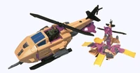 He's that small grey spot in the middle of the chopper...