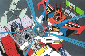 Prime prepares for his "How Many Things Can You Cram In Your Chest?" contest against Soundwave.