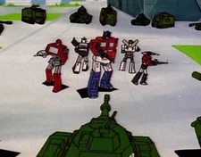 The Autobots play "Monkey In The Middle" with a bunch of Brawls