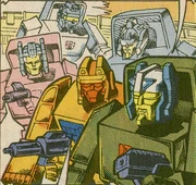 A rare appearance with weapons (and correct colors, which is rarer still.