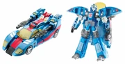 He'd be a lot faster if his legs moved. Having his entire alt-mode on his back doesn't help either.