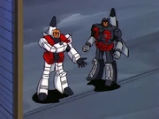 Skydive tries to explain to Slingshot why his wrist-mounted sundial doesn't work in the shade.