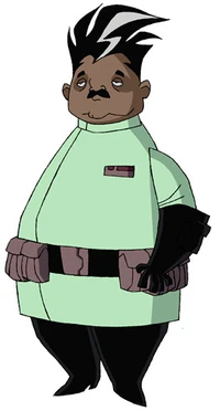 For building so much, he has very tiny arms.