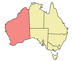A map of Australia with Western Australia highlighted.