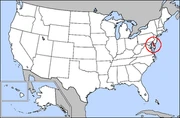 Map of the United States with Delaware highlighted in red.