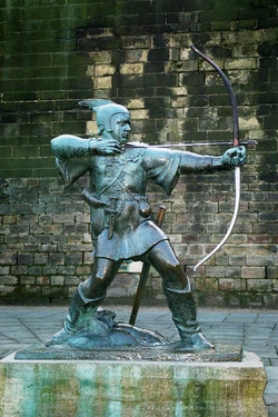 Memorial to Robin Hood in Nottingham, England, United Kingdom.