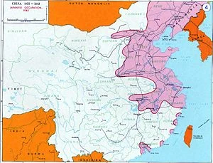 Map showing the extent of Japanese control in 1940