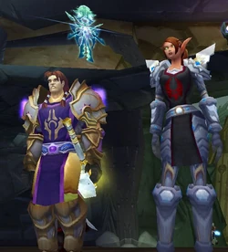 Saavedro with Lady Liadrin, the Blood Knight matriarch, as she makes her case to A'dal