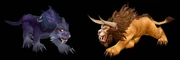 A night elf and a tauren in Cat Form