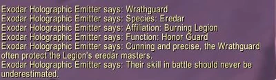 Text under the 'Wrathguard' hologram emitter on the Exodar