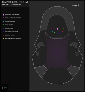Layout showing the spawn locations of all the weapons around Kael.